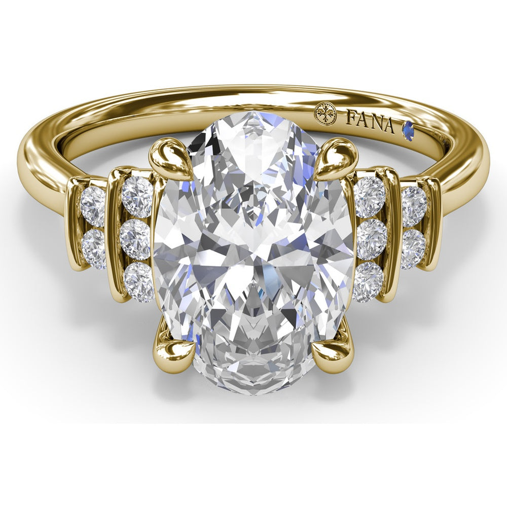 Split Shank Engagement Ring Setting with Two Rows of Curved Bar Set Round Diamonds by Fana - 0.17 Carat Total Diamond Weight