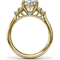 Split Shank Engagement Ring Setting with Two Rows of Curved Bar Set Round Diamonds by Fana - 0.17 Carat Total Diamond Weight