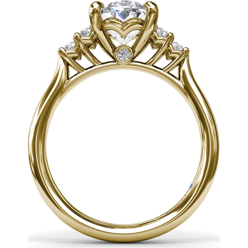 Split Shank Engagement Ring Setting with Two Rows of Curved Bar Set Round Diamonds by Fana - 0.17 Carat Total Diamond Weight