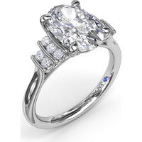 Split Shank Engagement Ring Setting with Two Rows of Curved Bar Set Round Diamonds by Fana - 0.17 Carat Total Diamond Weight