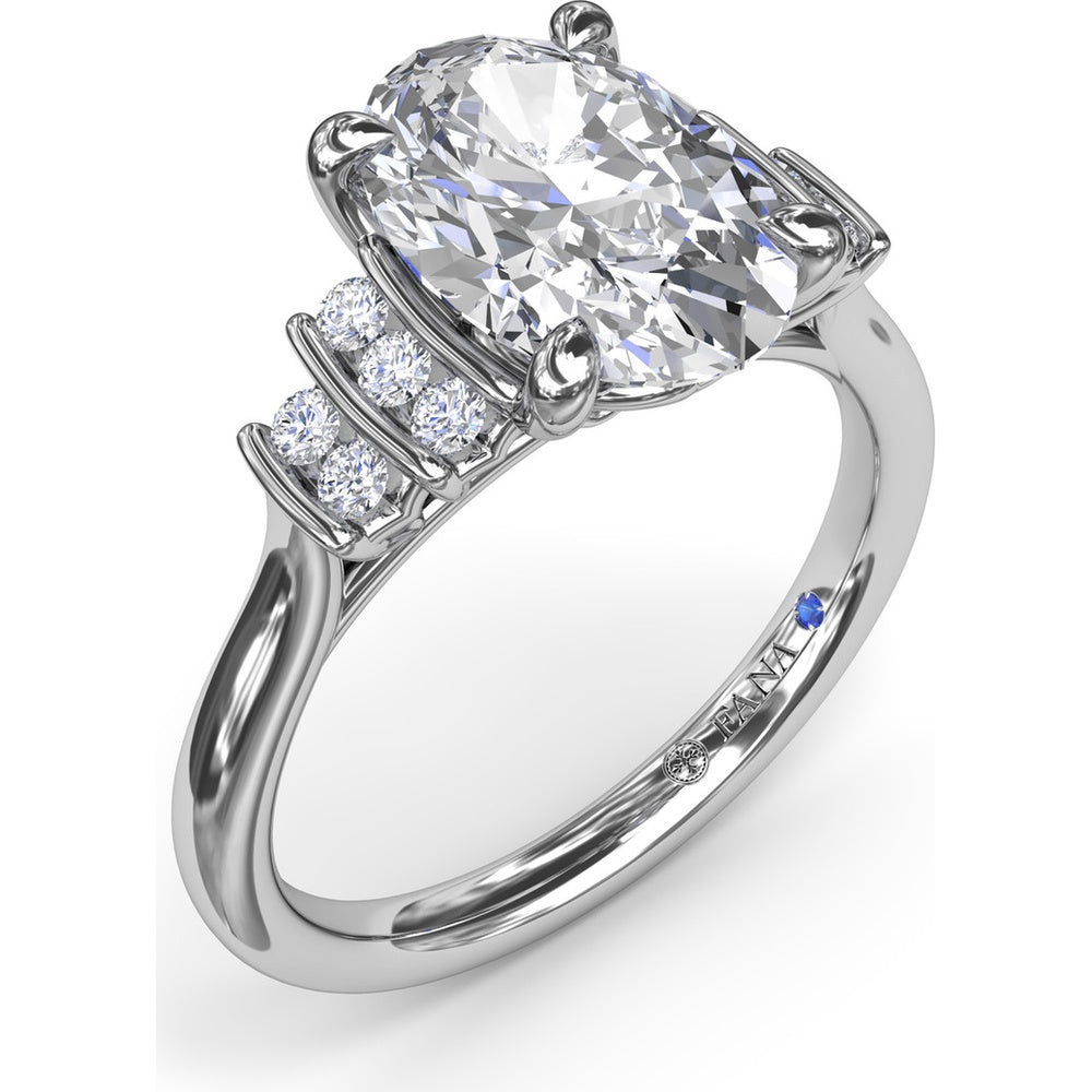 Split Shank Engagement Ring Setting with Two Rows of Curved Bar Set Round Diamonds by Fana - 0.17 Carat Total Diamond Weight