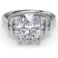 Split Shank Engagement Ring Setting with Two Rows of Curved Bar Set Round Diamonds by Fana - 0.17 Carat Total Diamond Weight