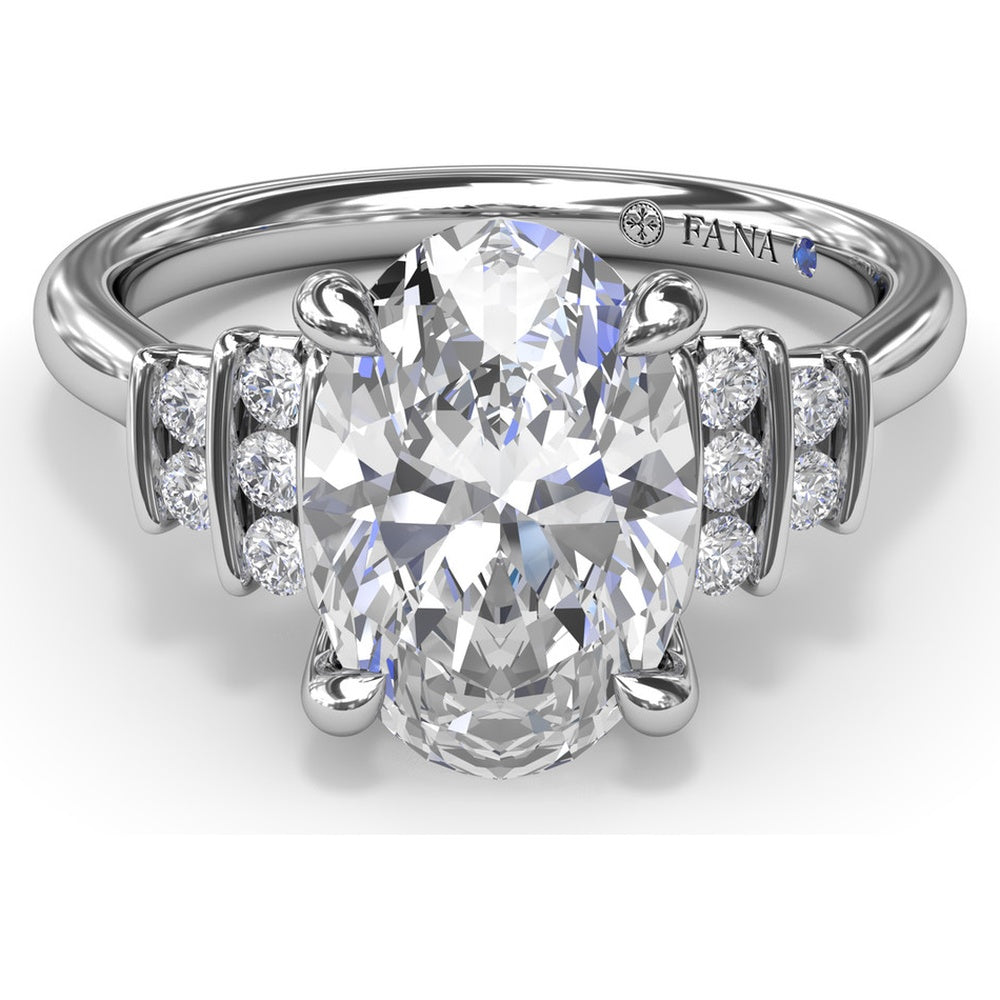 Split Shank Engagement Ring Setting with Two Rows of Curved Bar Set Round Diamonds by Fana - 0.17 Carat Total Diamond Weight