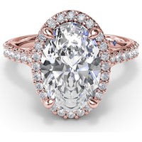 Split Shank Halo Engagement Ring Setting with Pavé Diamond Band by Fana - 0.43 Carat Total Diamond Weight