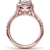 Split Shank Halo Engagement Ring Setting with Pavé Diamond Band by Fana - 0.43 Carat Total Diamond Weight