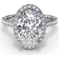 Split Shank Halo Engagement Ring Setting with Pavé Diamond Band by Fana - 0.43 Carat Total Diamond Weight