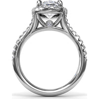 Split Shank Halo Engagement Ring Setting with Pavé Diamond Band by Fana - 0.43 Carat Total Diamond Weight