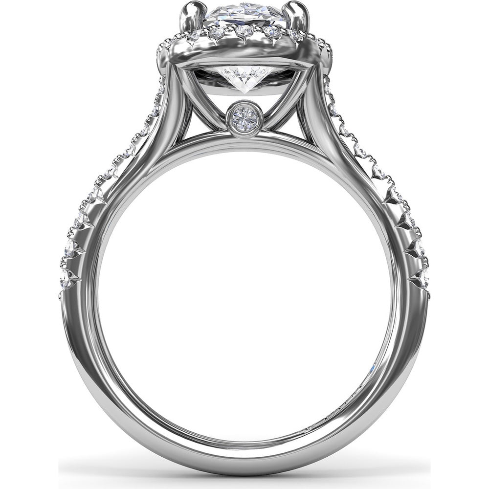 Split Shank Halo Engagement Ring Setting with Pavé Diamond Band by Fana - 0.43 Carat Total Diamond Weight