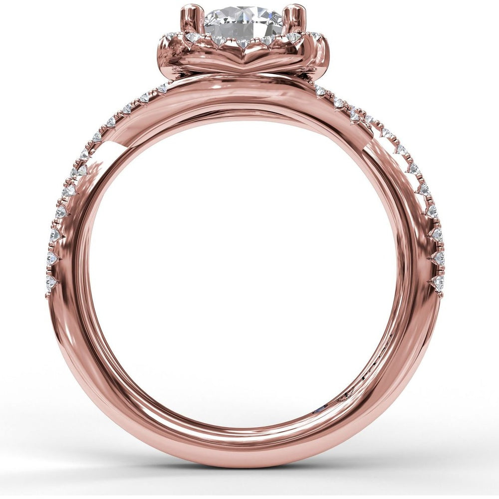 Split Shank Halo Engagement Ring Setting with Pavé Diamonds by Fana - 0.42 Carat Total Diamond Weight