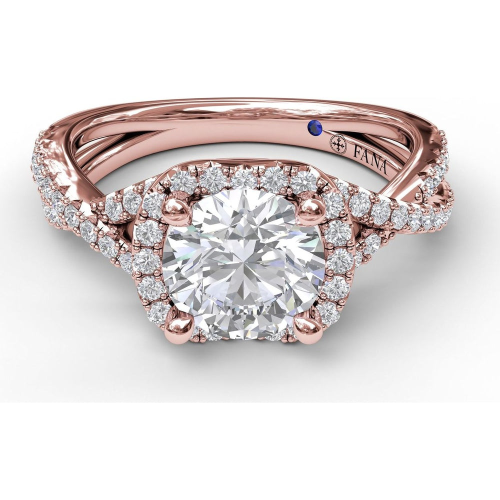 Split Shank Halo Engagement Ring Setting with Pavé Diamonds by Fana - 0.42 Carat Total Diamond Weight