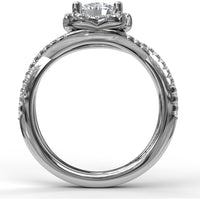 Split Shank Halo Engagement Ring Setting with Pavé Diamonds by Fana - 0.42 Carat Total Diamond Weight