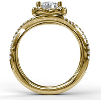 Split Shank Halo Engagement Ring Setting with Pavé Diamonds by Fana - 0.42 Carat Total Diamond Weight