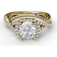 Split Shank Halo Engagement Ring Setting with Pavé Diamonds by Fana - 0.42 Carat Total Diamond Weight