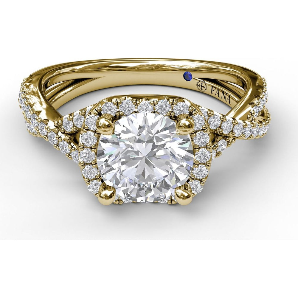 Split Shank Halo Engagement Ring Setting with Pavé Diamonds by Fana - 0.42 Carat Total Diamond Weight