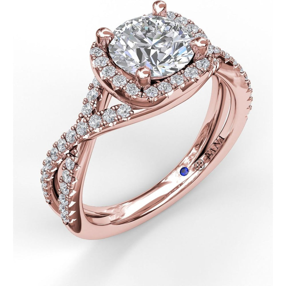 Split Shank Halo Engagement Ring Setting with Pavé Diamonds by Fana - 0.42 Carat Total Diamond Weight