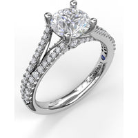 Split Shank Solitaire Engagement Ring Setting with Pavé Diamond Band by Fana - 0.43 Carat Total Diamond Weight
