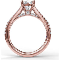 Split Shank Solitaire Engagement Ring Setting with Pavé Diamond Band by Fana - 0.43 Carat Total Diamond Weight