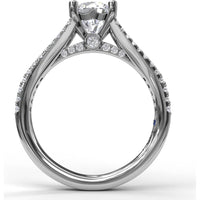 Split Shank Solitaire Engagement Ring Setting with Pavé Diamond Band by Fana - 0.43 Carat Total Diamond Weight