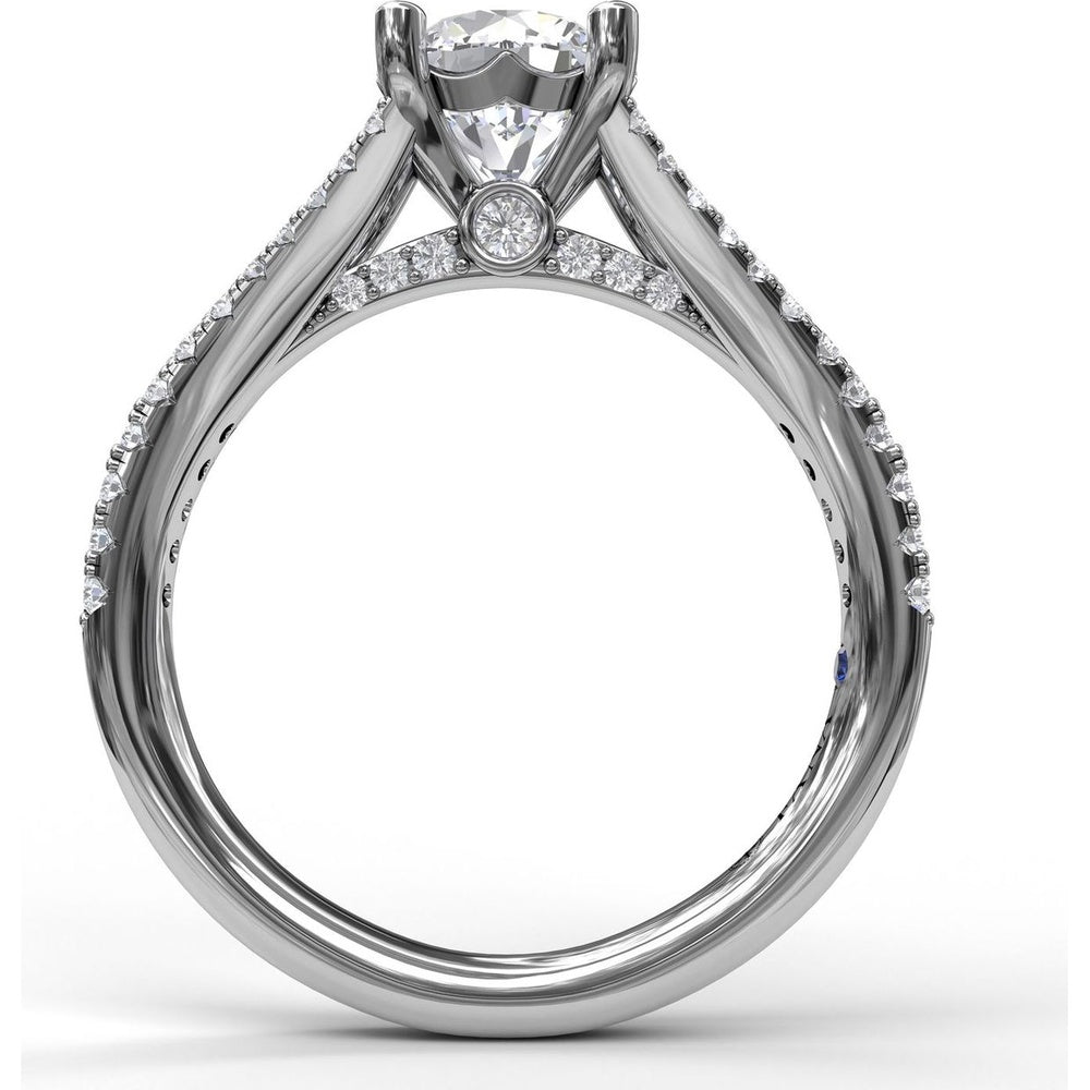 Split Shank Solitaire Engagement Ring Setting with Pavé Diamond Band by Fana - 0.43 Carat Total Diamond Weight