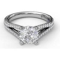 Split Shank Solitaire Engagement Ring Setting with Pavé Diamond Band by Fana - 0.43 Carat Total Diamond Weight