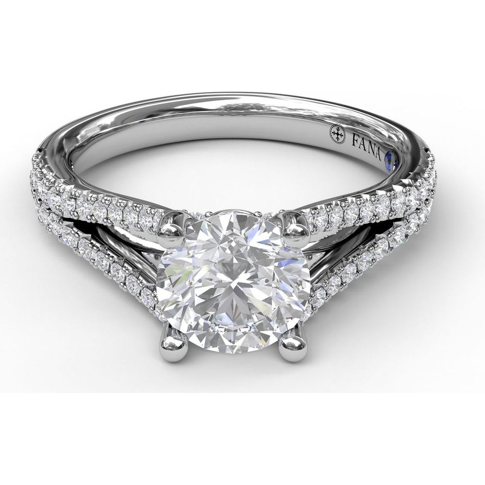 Split Shank Solitaire Engagement Ring Setting with Pavé Diamond Band by Fana - 0.43 Carat Total Diamond Weight