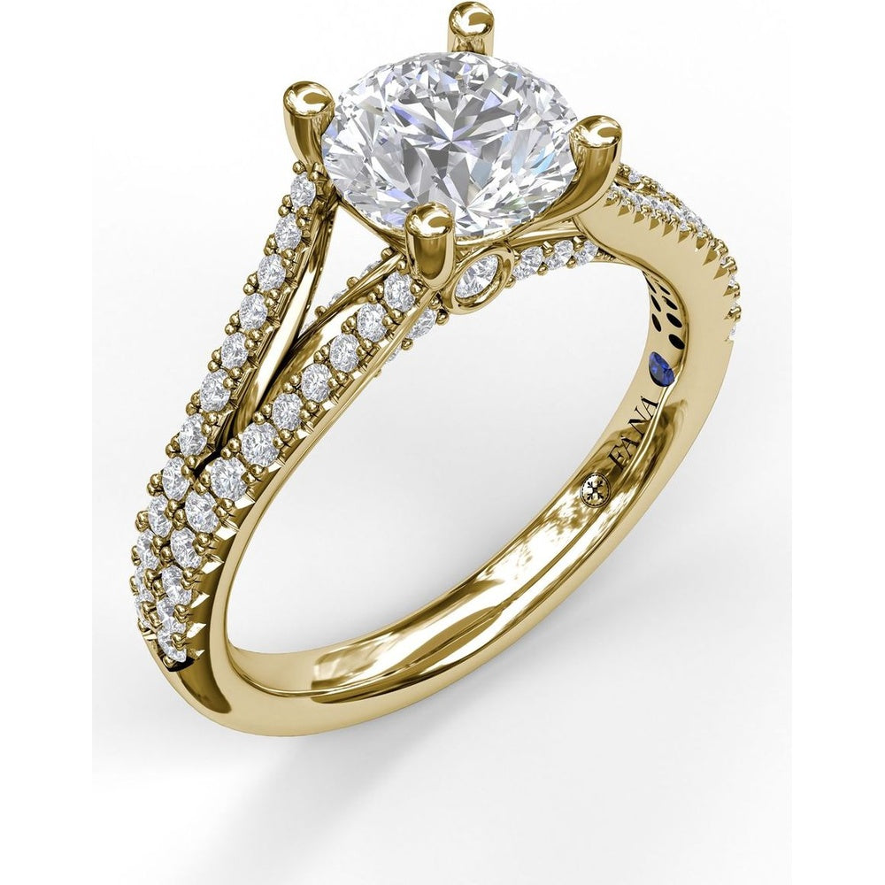 Split Shank Solitaire Engagement Ring Setting with Pavé Diamond Band by Fana - 0.43 Carat Total Diamond Weight