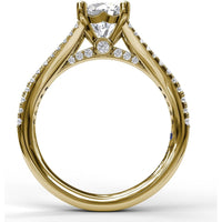 Split Shank Solitaire Engagement Ring Setting with Pavé Diamond Band by Fana - 0.43 Carat Total Diamond Weight
