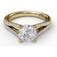 Split Shank Solitaire Engagement Ring Setting with Pavé Diamond Band by Fana - 0.43 Carat Total Diamond Weight