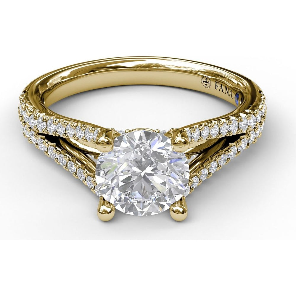 Split Shank Solitaire Engagement Ring Setting with Pavé Diamond Band by Fana - 0.43 Carat Total Diamond Weight