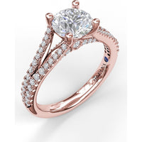 Split Shank Solitaire Engagement Ring Setting with Pavé Diamond Band by Fana - 0.43 Carat Total Diamond Weight