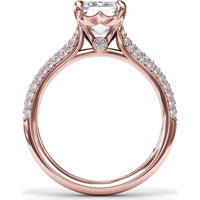 Split Shank Tapered Pavé Diamond Engagement Ring Setting with Emerald Cut Center by Fana - 0.49 Carat Total Diamond Weight