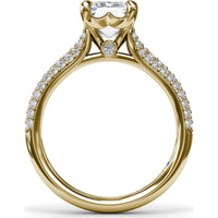 Split Shank Tapered Pavé Diamond Engagement Ring Setting with Emerald Cut Center by Fana - 0.49 Carat Total Diamond Weight
