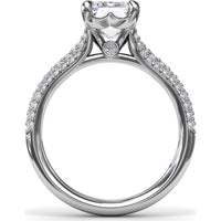 Split Shank Tapered Pavé Diamond Engagement Ring Setting with Emerald Cut Center by Fana - 0.49 Carat Total Diamond Weight