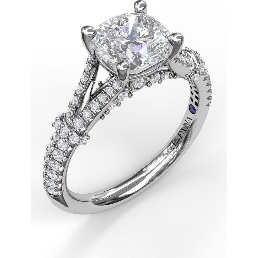 Split Shank Twist Engagement Ring Setting with Pavé Diamonds by Fana - 0.44 Carat Total Diamond Weight