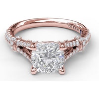 Split Shank Twist Engagement Ring Setting with Pavé Diamonds by Fana - 0.44 Carat Total Diamond Weight