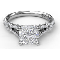 Split Shank Twist Engagement Ring Setting with Pavé Diamonds by Fana - 0.44 Carat Total Diamond Weight
