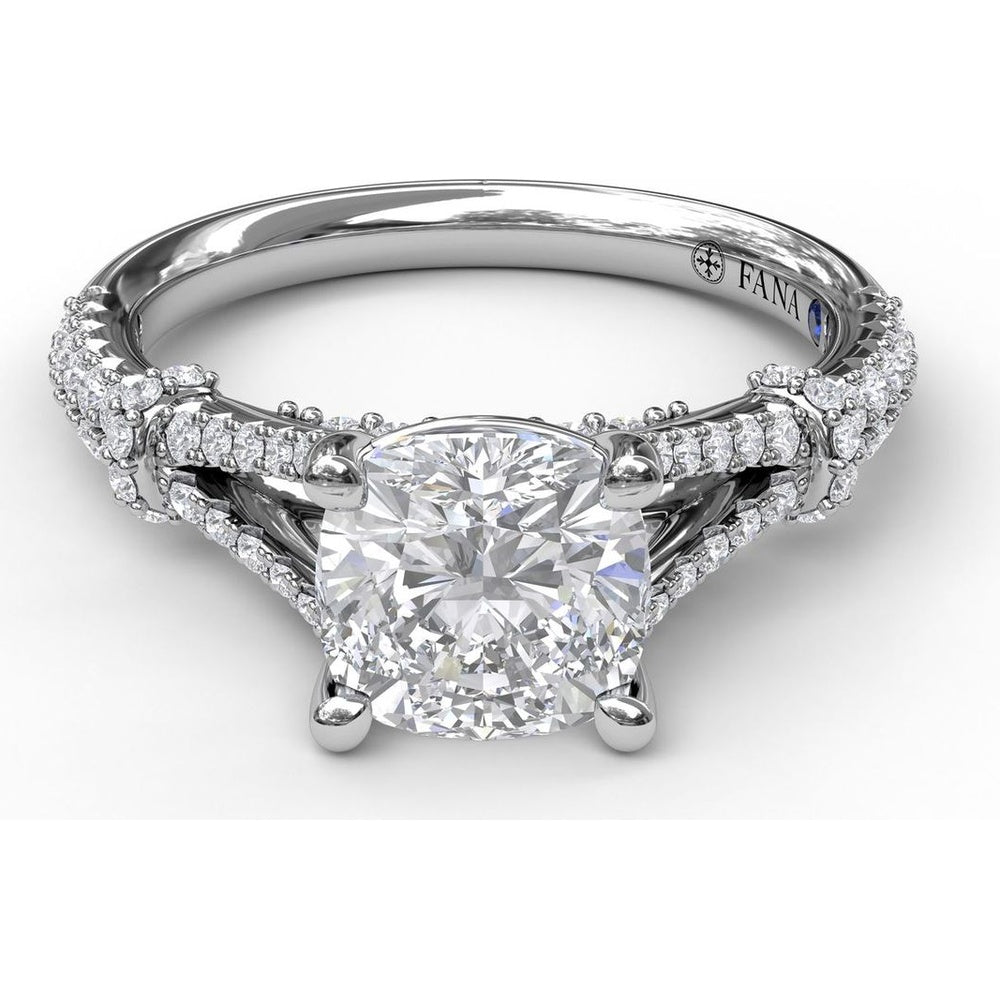 Split Shank Twist Engagement Ring Setting with Pavé Diamonds by Fana - 0.44 Carat Total Diamond Weight