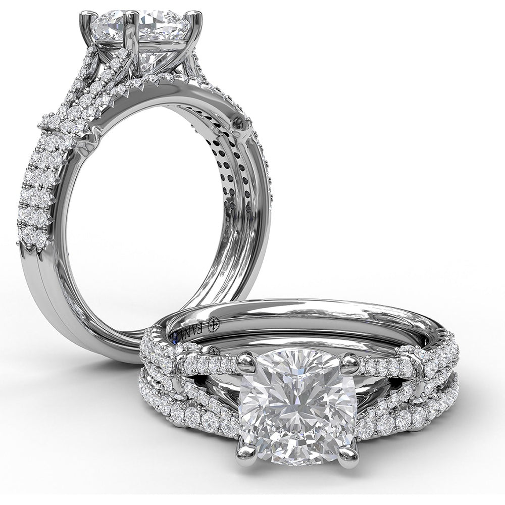 Split Shank Twist Engagement Ring Setting with Pavé Diamonds by Fana - 0.44 Carat Total Diamond Weight