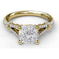Split Shank Twist Engagement Ring Setting with Pavé Diamonds by Fana - 0.44 Carat Total Diamond Weight