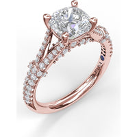 Split Shank Twist Engagement Ring Setting with Pavé Diamonds by Fana - 0.44 Carat Total Diamond Weight