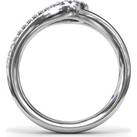Split Shank Wrap Ring with Oval Sapphire and Pavé Diamond Halo by Fana - 0.74 Carat Total Gemstone Weight