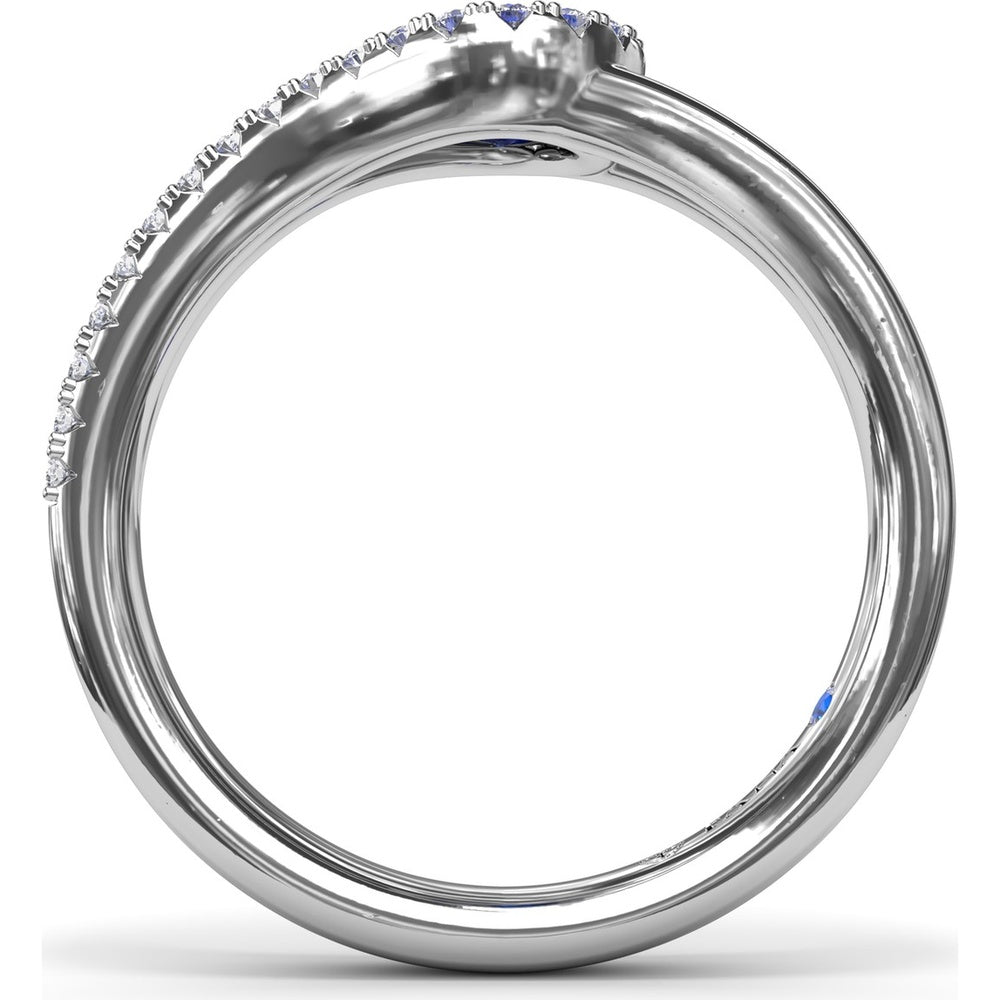 Split Shank Wrap Ring with Oval Sapphire and Pavé Diamond Halo by Fana - 0.74 Carat Total Gemstone Weight