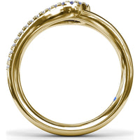 Split Shank Wrap Ring with Oval Sapphire and Pavé Diamond Halo by Fana - 0.74 Carat Total Gemstone Weight