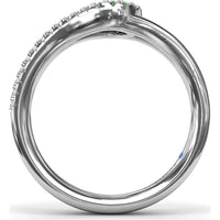 Split Shank Wrap Ring with Round Emerald and Pavé Diamond Halo by Fana - 0.60 Carat Total Gemstone Weight