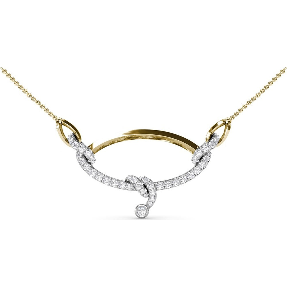 Spyre Collection Necklace with Pavé Diamond Ribbon and Bezel-Set Drop by Fana - 2.16 Carat Total Diamond Weight
