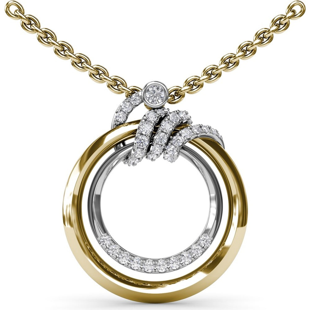 Spyre Interlocking Circle Pendant with Pavé Round Diamonds by Fana - 0.31 Carat Total Diamond Weight