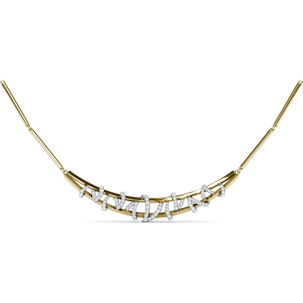 Spyre Necklace with Pavé Diamond Spiral Motif and Bar Links by Fana - 1.21 Carat Total Diamond Weight