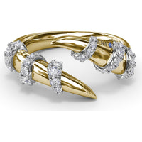 Spyre Open-Ended Band with Pavé Diamond Collars by Fana - 0.40 Carat Total Diamond Weight