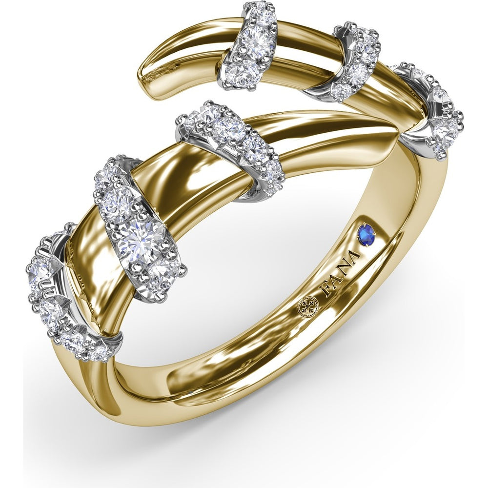 Spyre Open-Ended Band with Pavé Diamond Collars by Fana - 0.40 Carat Total Diamond Weight