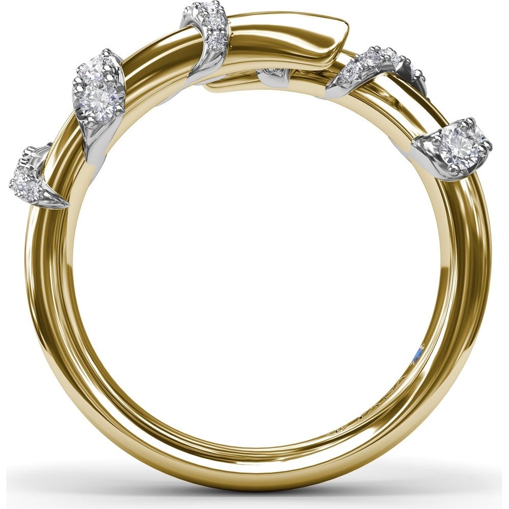 Spyre Open-Ended Band with Pavé Diamond Collars by Fana - 0.40 Carat Total Diamond Weight